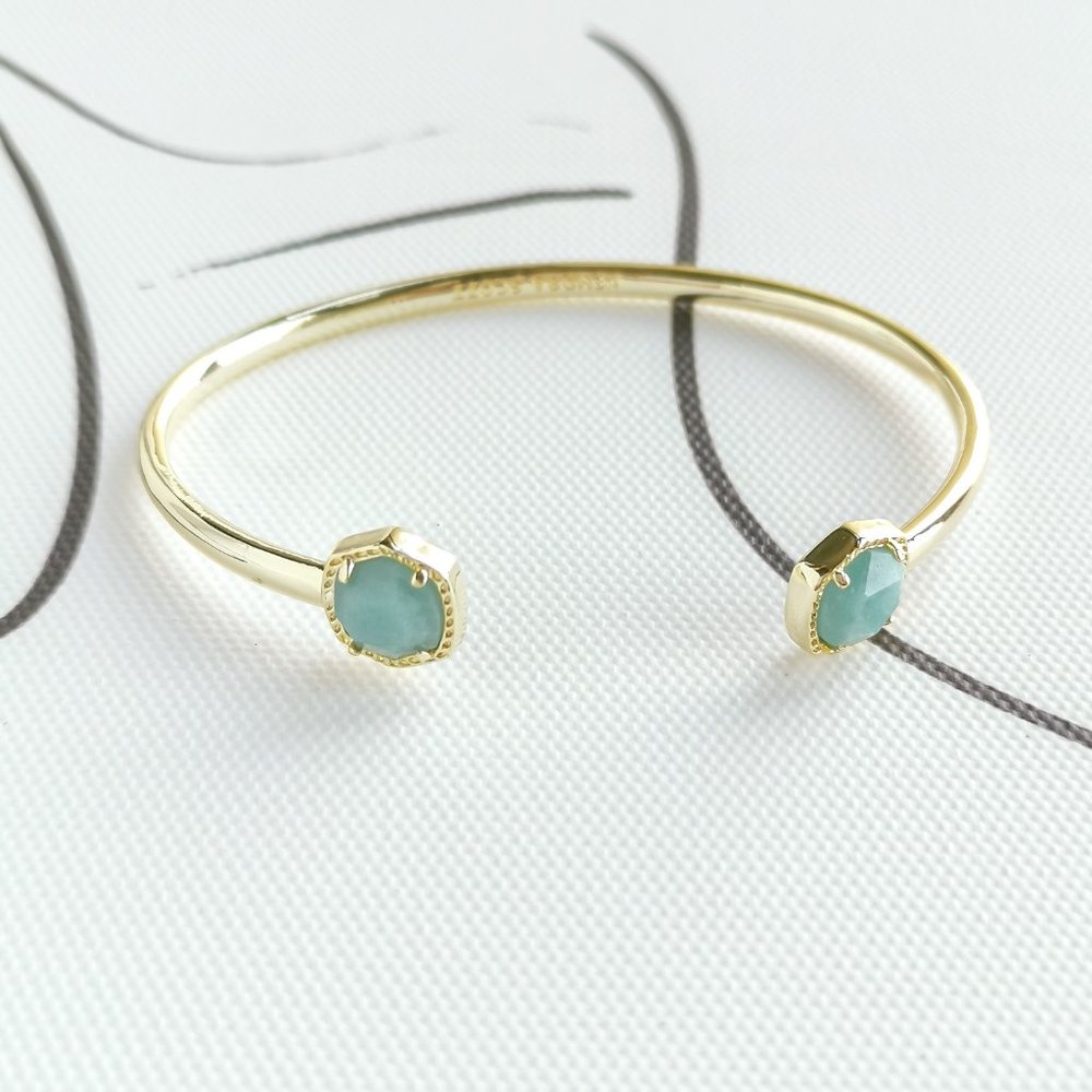 Davie Gold Cuff Bracelet Teal Amazonite